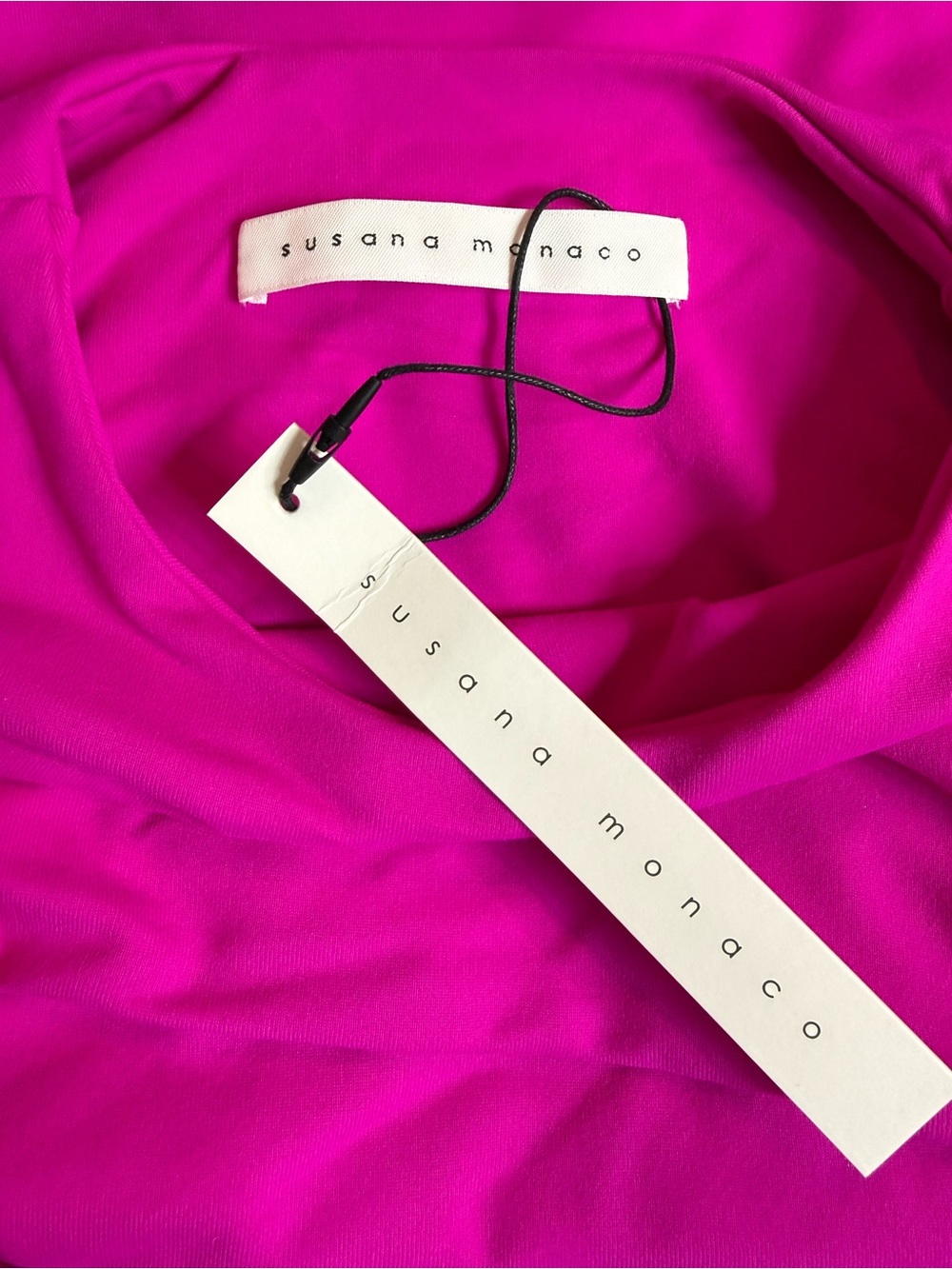 Susana Monaco Magenta Crew Slit Cutout Long Sleeve Top NWT Pink Size Medium NEW - Picture 4 of 9